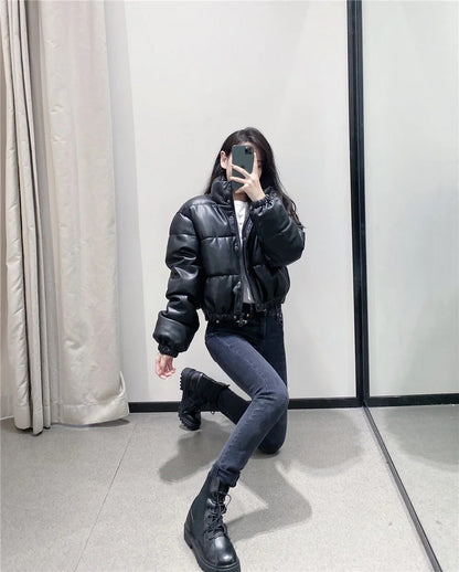 LIYANA – Veste en Coton & Simili Cuir