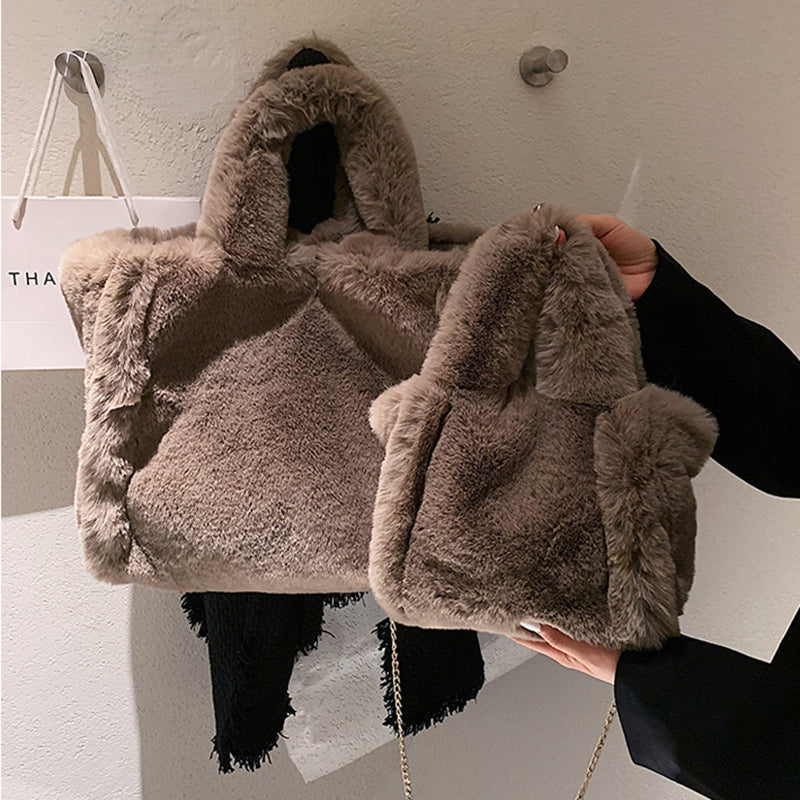 NARO-Sac cabas d'hiver en peluche