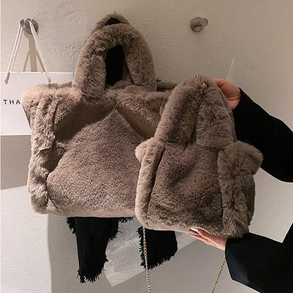 NARO-Sac cabas d'hiver en peluche